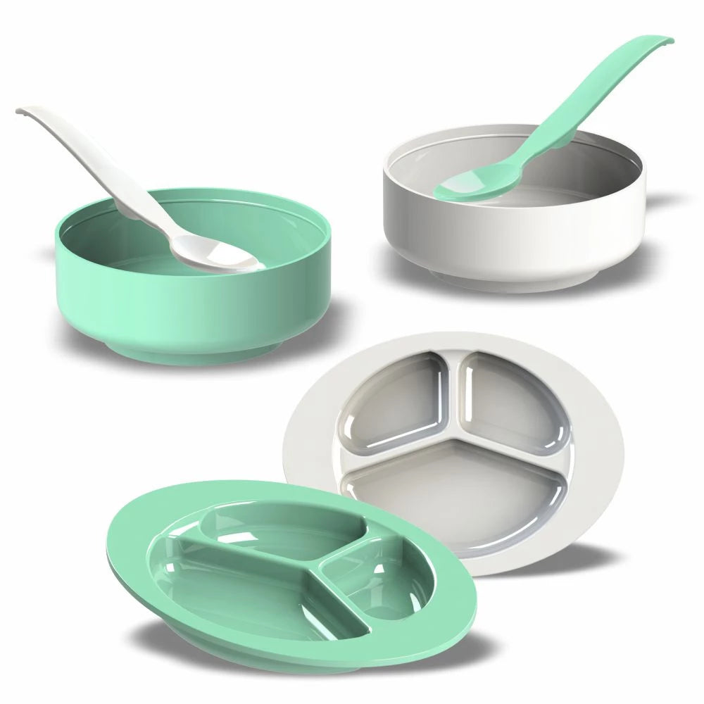 Kit Alimentação Bebê Pratinhos + Potinhos + Talher Infantis 6 Peças