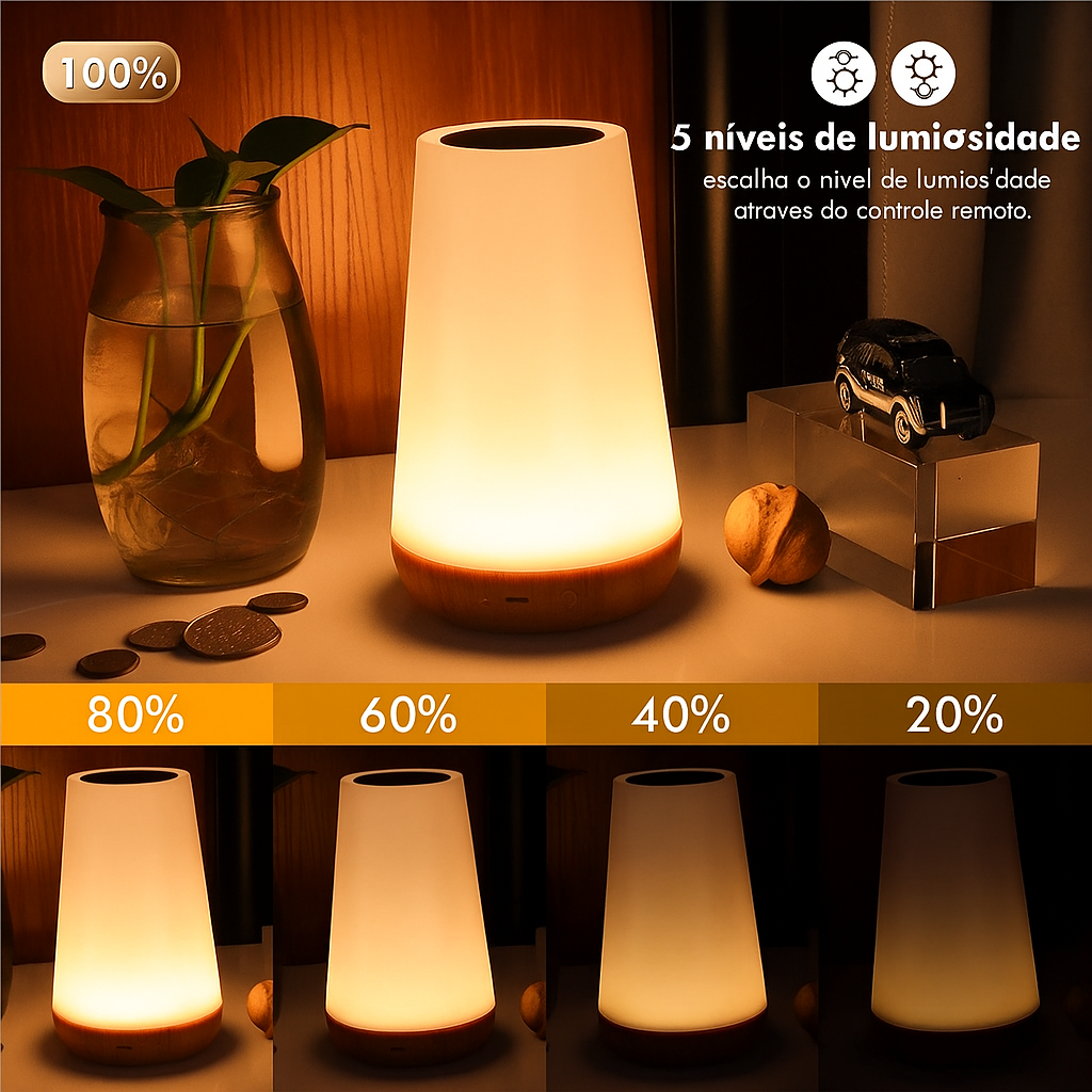 Luminária Noturna LED Multicolorida com Controle Remoto