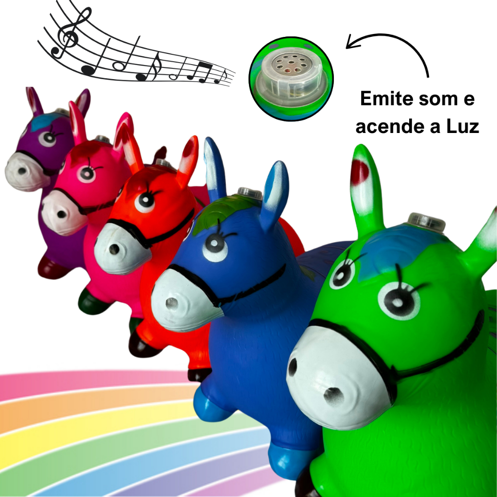 Cavalinho Upa Upa inflavel Pocoto Brinquedo Pula Pula Musica Infantil Com Musica e Led