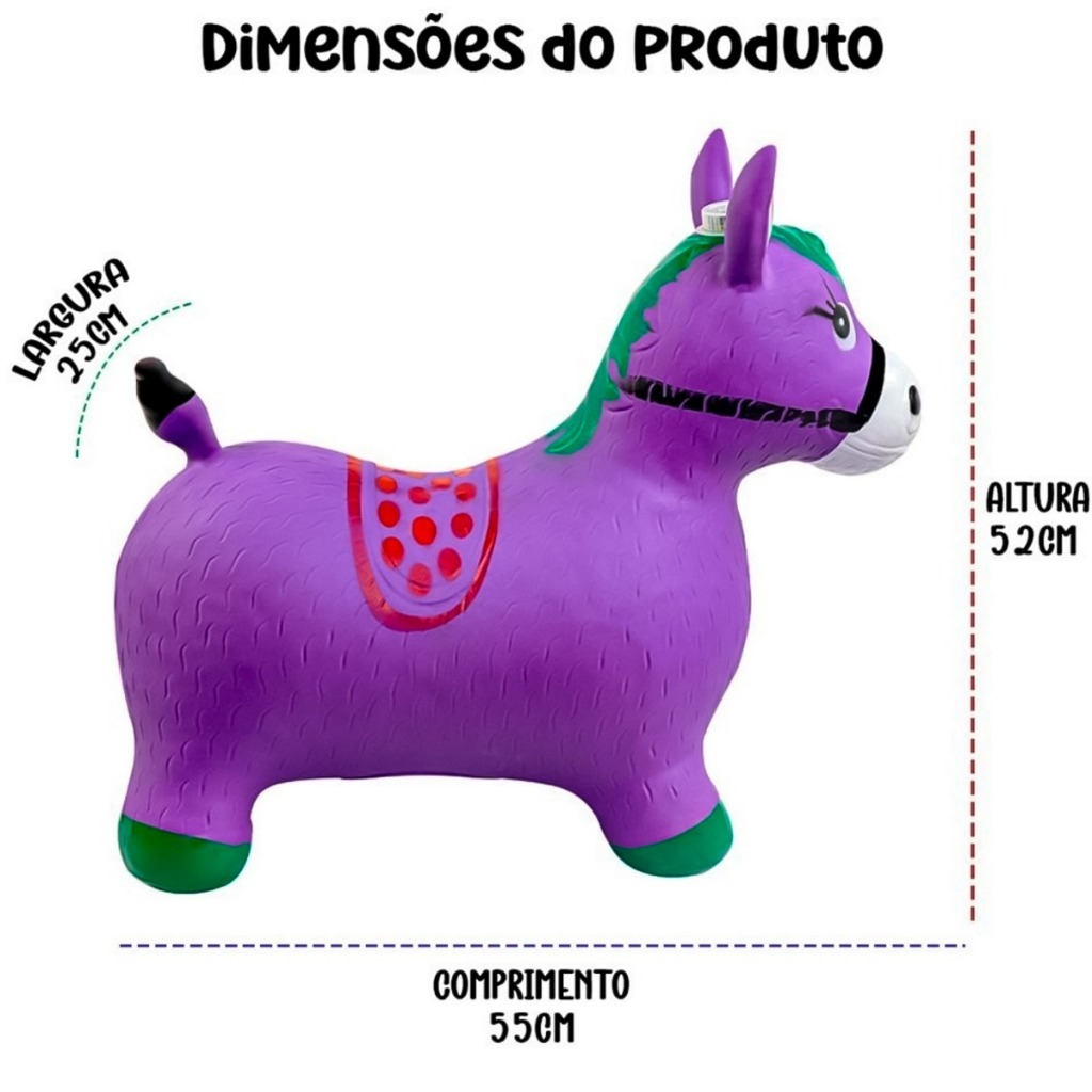 Cavalinho Upa Upa inflavel Pocoto Brinquedo Pula Pula Musica Infantil Com Musica e Led