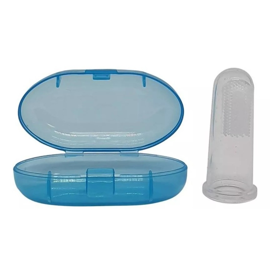Escova Dente Massageadora De Dedo Para Bebê Silicone Com Estojo