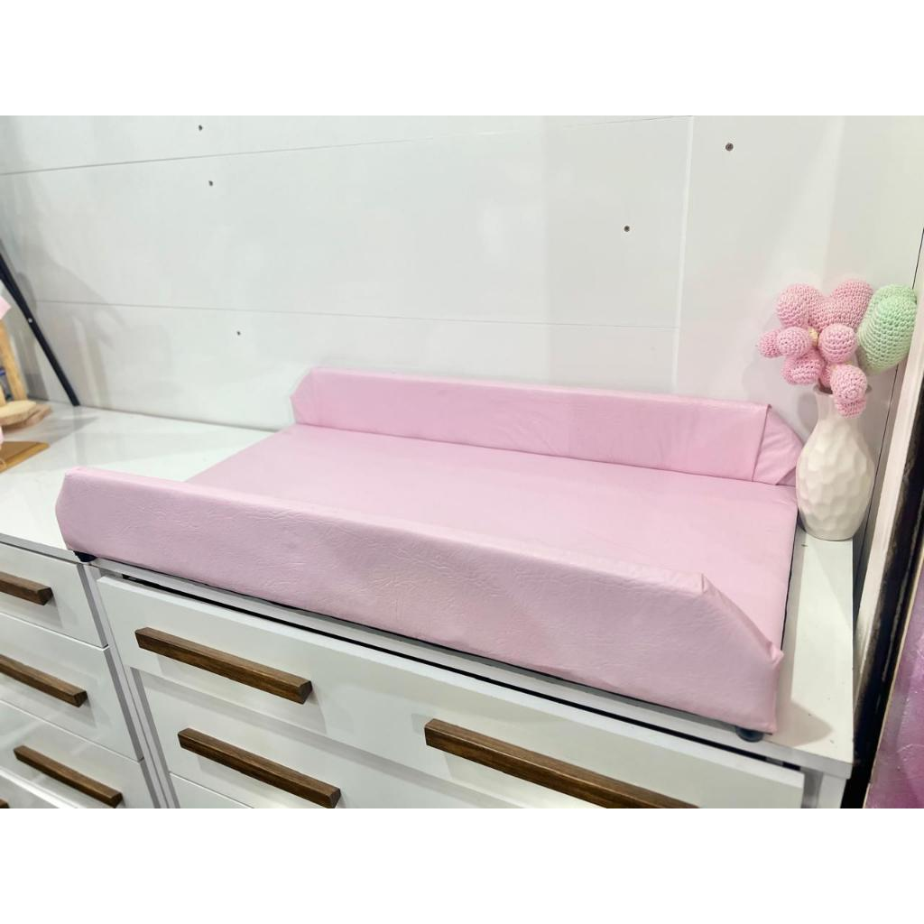 Trocador Portátil Bebê Madeira MDF Baby Soft Para Berço Americano Almofadado Cômoda Porta Banheira Courino Cores Reborn
