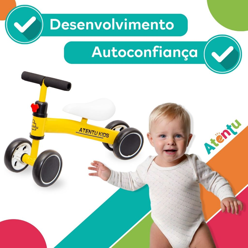 Bicicleta Infantil De Equilíbrio Sem Pedal Balanço 4 Rodas