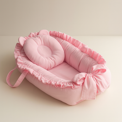 Ninho Redutor de Berço Bebe Zíper Travesseiro Anatômico Enxoval Menina Menino Rosa Azul Verde Lilás