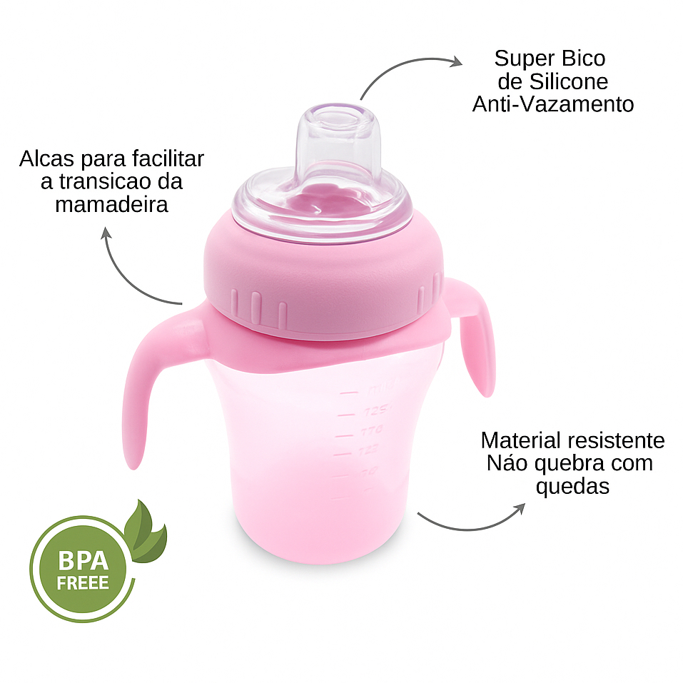 Copo Para Bebê Bico Silicone Anti-Vazamento