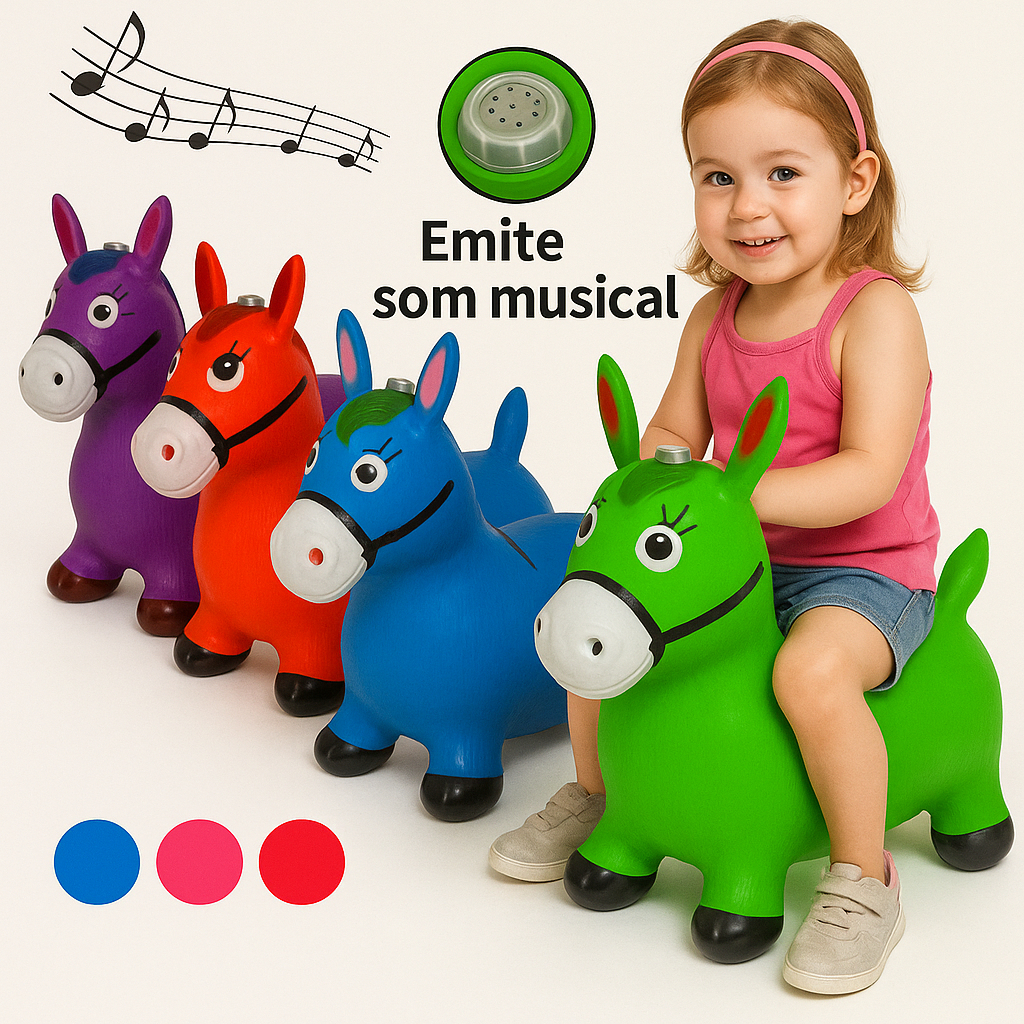Cavalinho Upa Upa inflavel Pocoto Brinquedo Pula Pula Musica Infantil Com Musica e Led