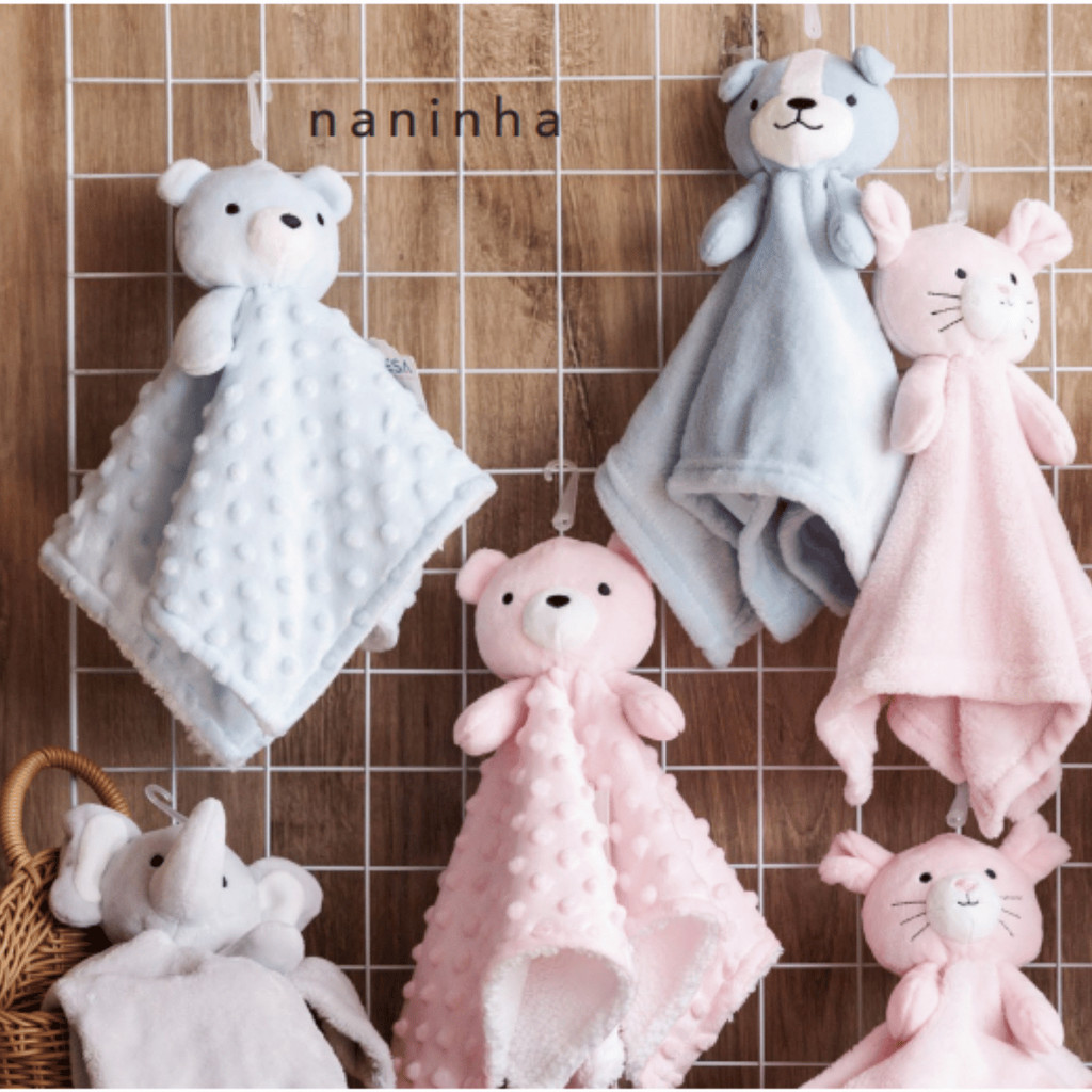 Kit Naninha Bebê Premium Hipoalergênica - Bichinhos Pelúcia Paninho de Dormir - Envio imediato