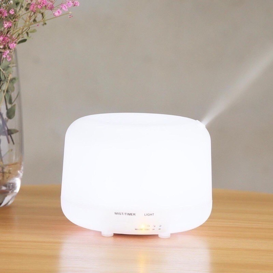 Umidificador Difusor Aromatizador 300ml Ultrassônico Estilo Branco com Led 7 cores com controle