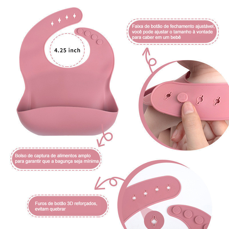Talheres bebê silicone 8 Peças kit Talheres Infantil Com Ventosa Canudo Colher Babador Garfo